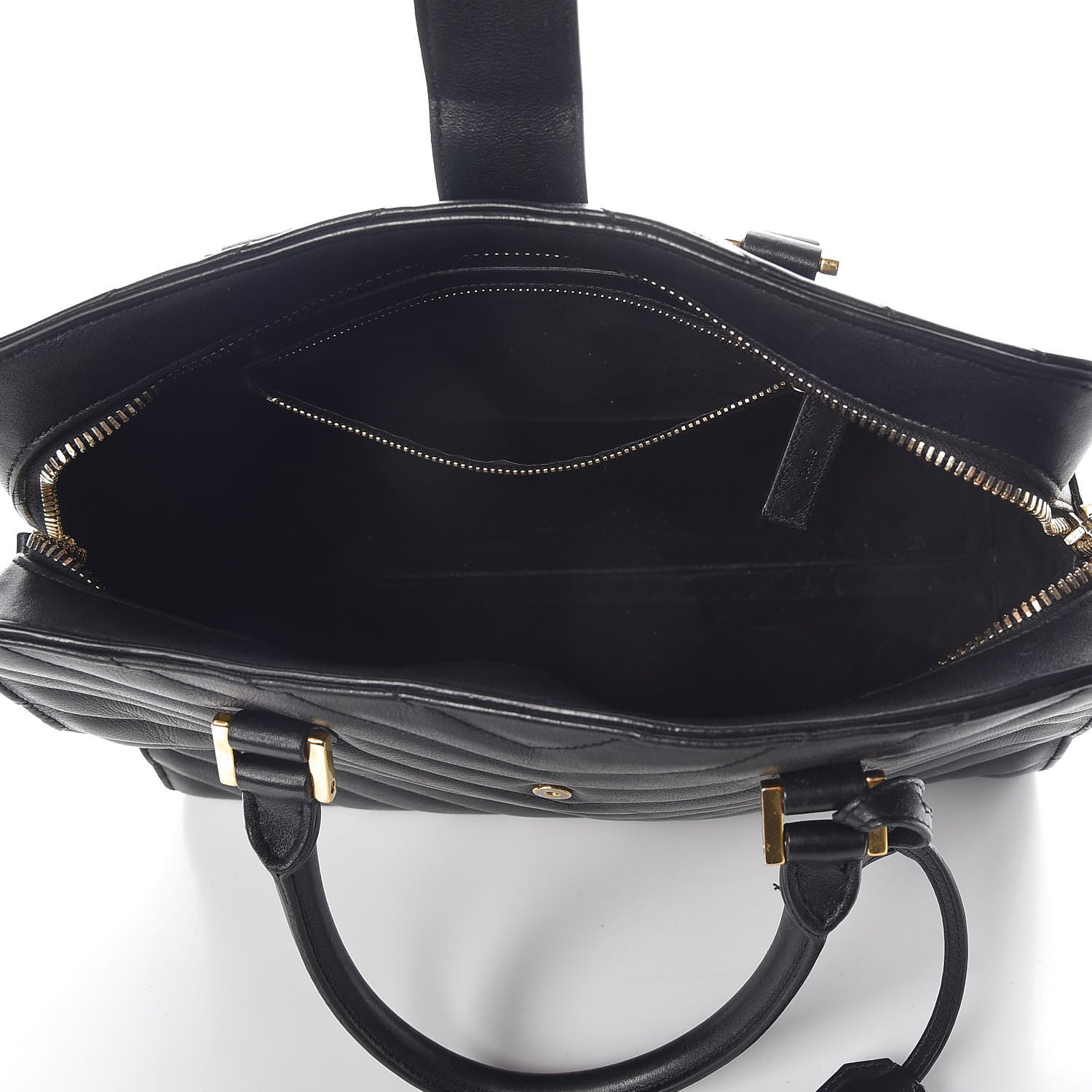 Saint Laurent Calfskin Matelasse Chevron Small Monogram Cabas Black 7 of 8
