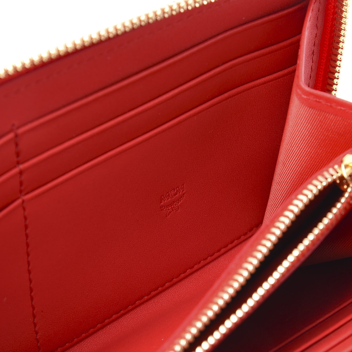 MCM Skyoptic Visetos Zip Around Wallet Cognac Red 7 of 9