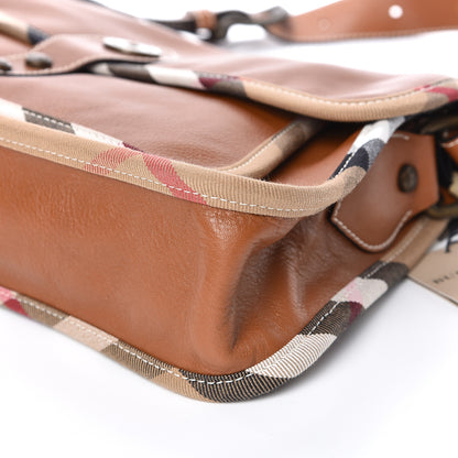 Burberry Calfskin House Check Trim Bates Shoulder Bag Cognac 10 of 11