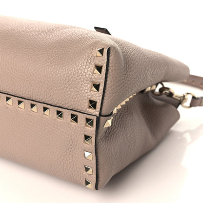 Valentino Garavani Pebbled Calfskin Small Rockstud Double Handle Bag Poudre 8 of 8