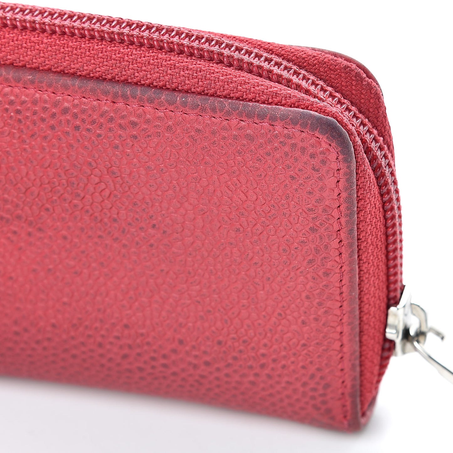 Iridescent Caviar Timeless CC Zip Around Coin Purse Red