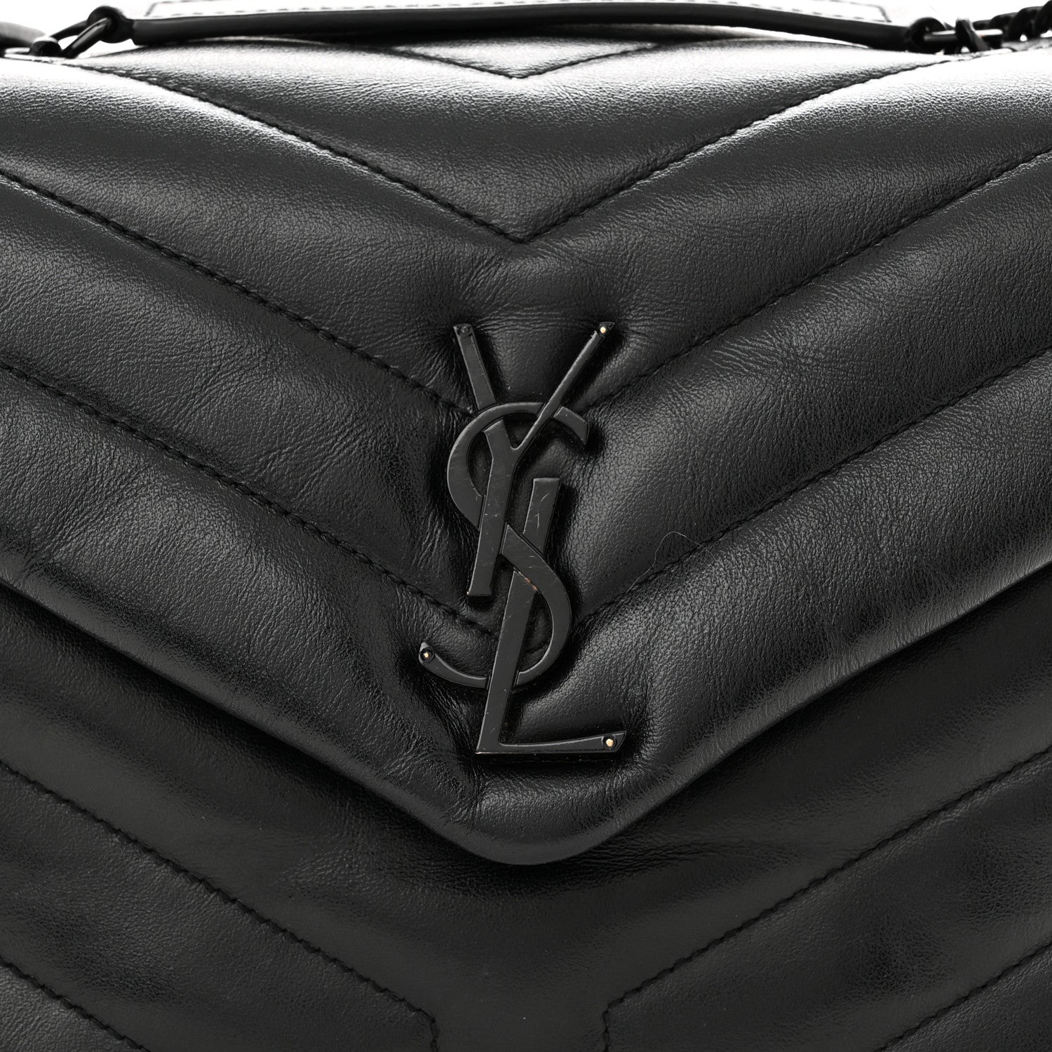 Saint Laurent Calfskin Y Quilted Monogram Monochrome Small Loulou Chain Satchel Black 8 of 12