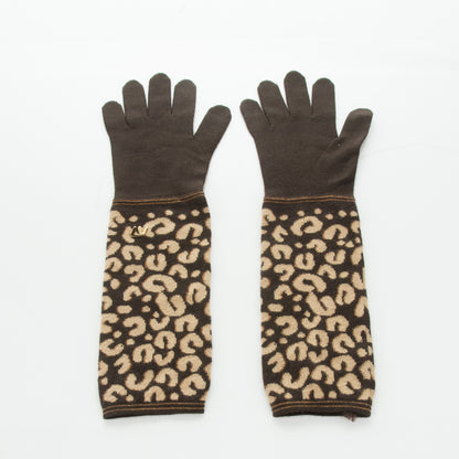 Louis Vuitton Cashmere Silk Leopard Long Gloves Marron 2 of 5