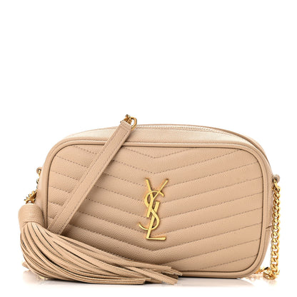 Saint Laurent Grain De Poudre Matelasse Monogram Mini Lou Camera Bag Dark Beige 1 of 11
