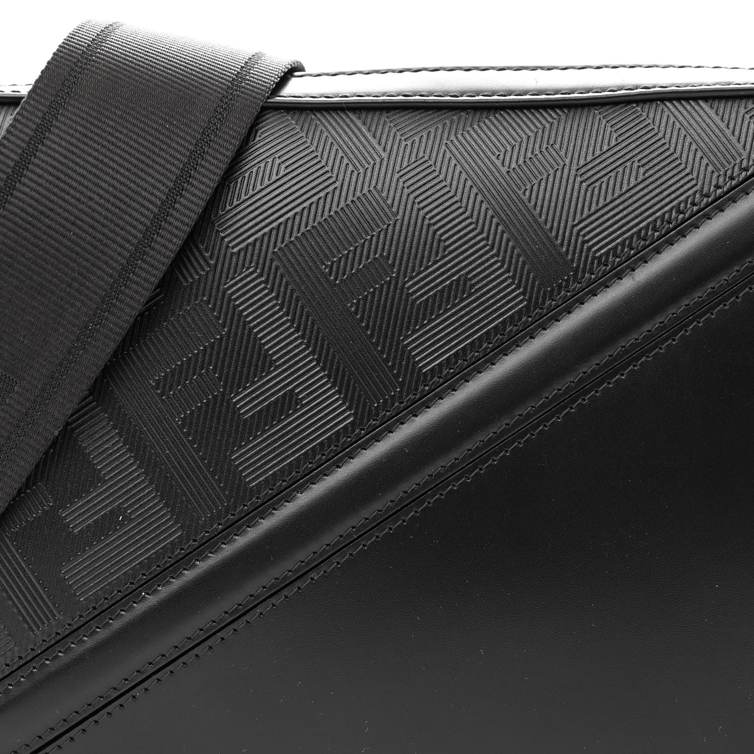 Fendi Glazed Fabric Vitello Liberty FF 1974 Diagonal Medium Camera Case Black 8 of 10