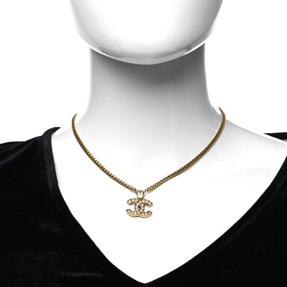 Chanel Crystal CC Pendant Necklace Gold 2 of 5