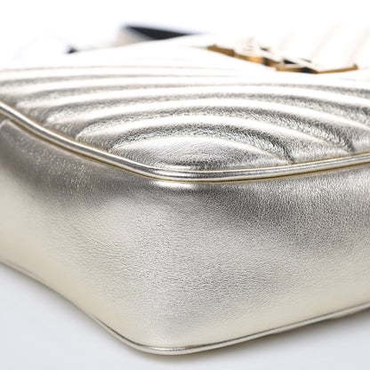 Saint Laurent Metallic Calfskin Matelasse Monogram Lou Camera Bag Platino 8 of 9
