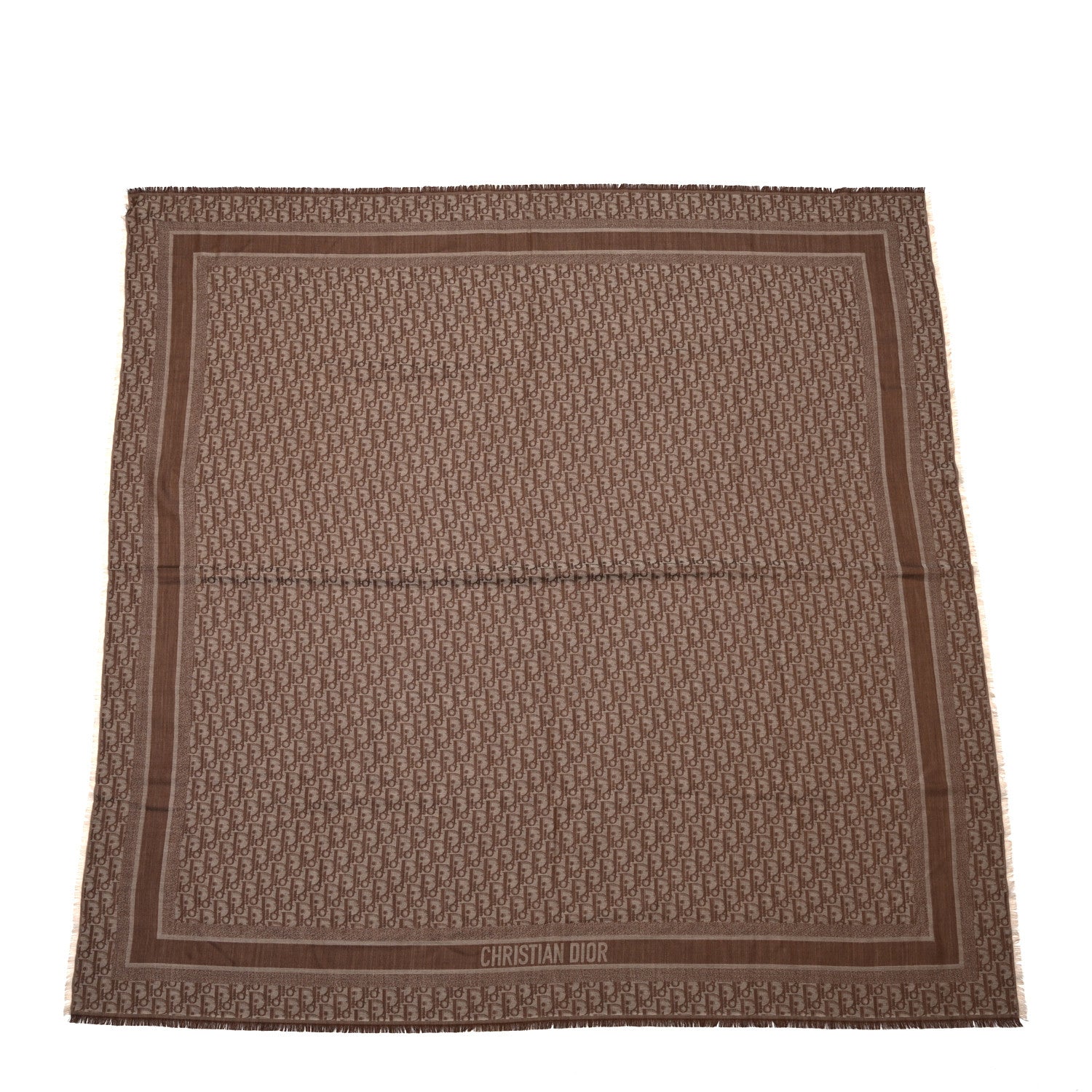 Christian Dior Wool Cashmere Oblique Shawl 140 Brown 1 of 3