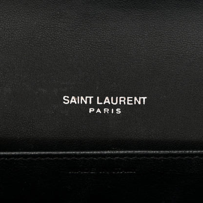 Saint Laurent Calfskin Crocodile Embossed Monogram Uptown Chain Wallet Black 6 of 14