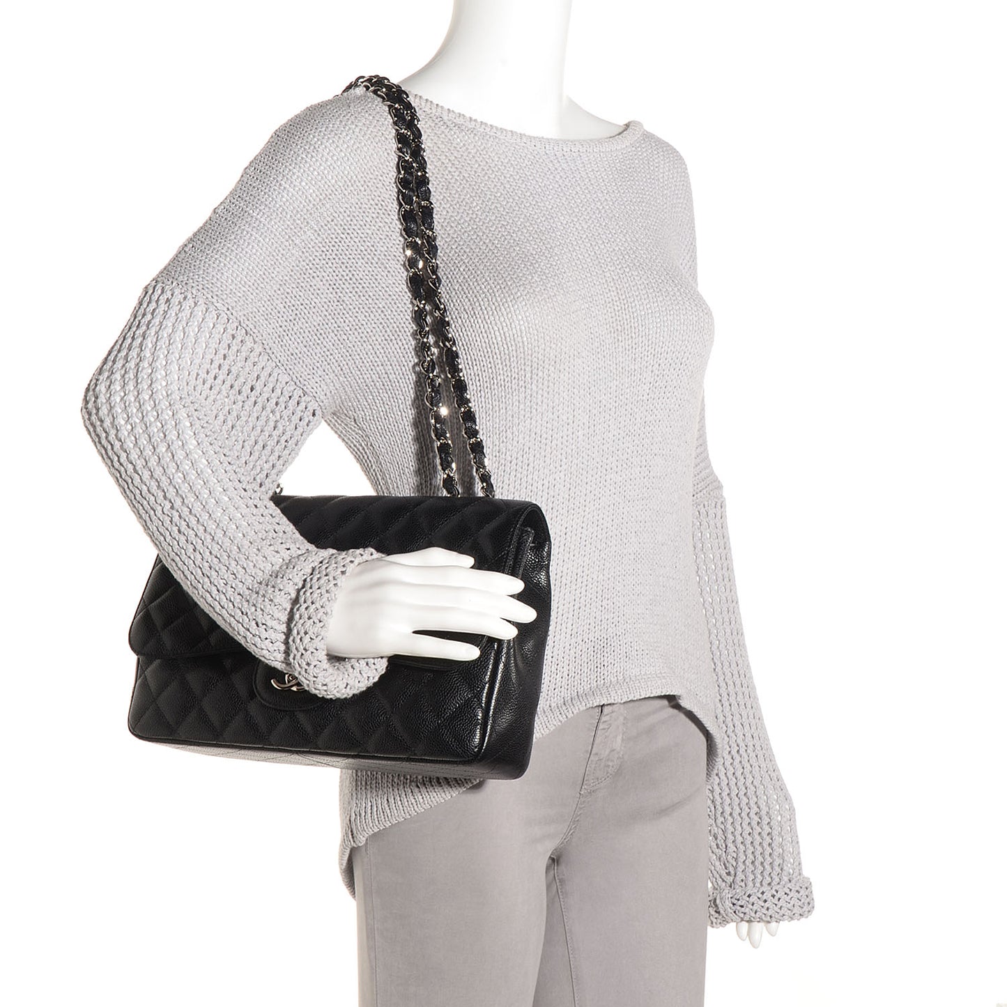 Caviar Jumbo Single Flap Black