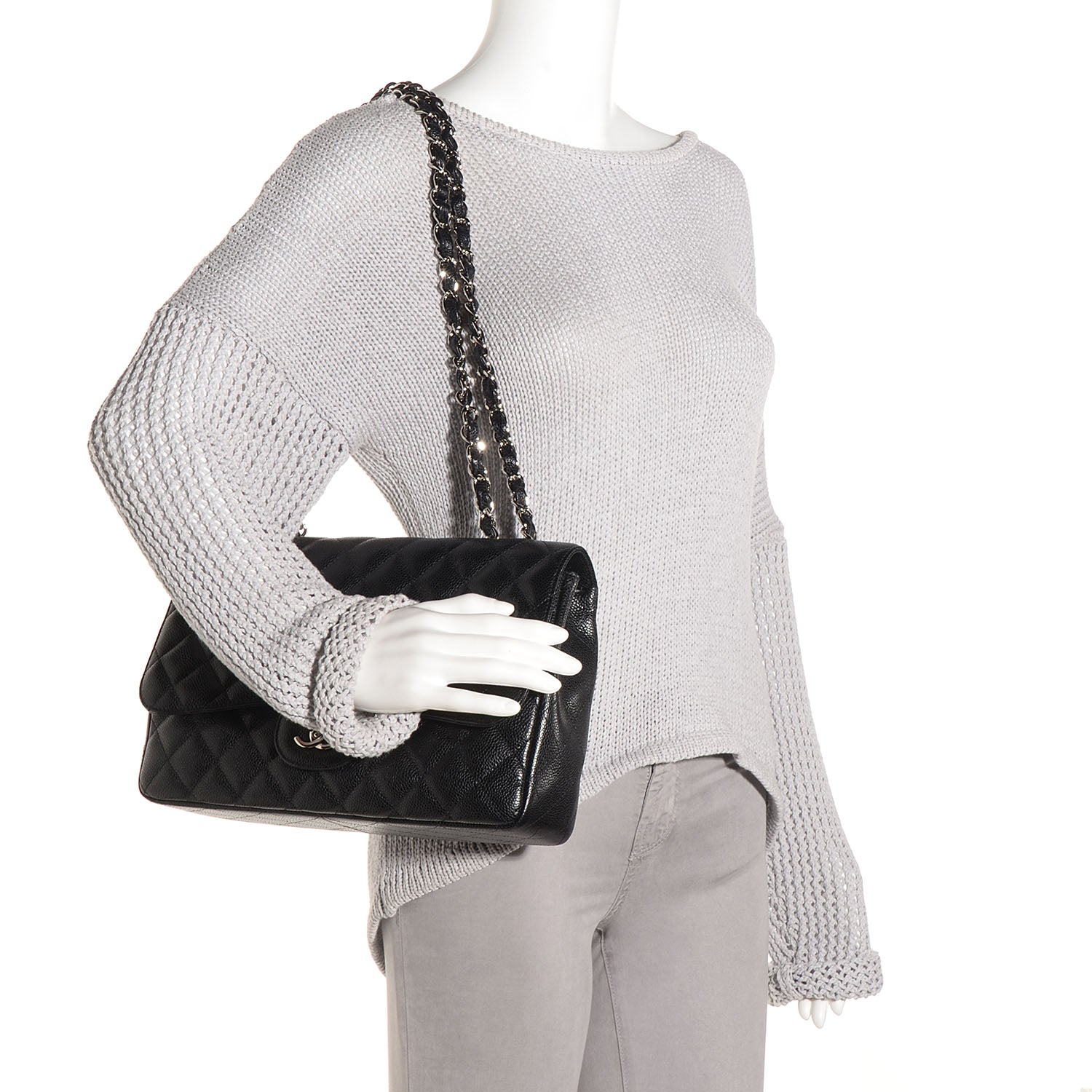 Chanel Caviar Jumbo Single Flap Black 2 of 9