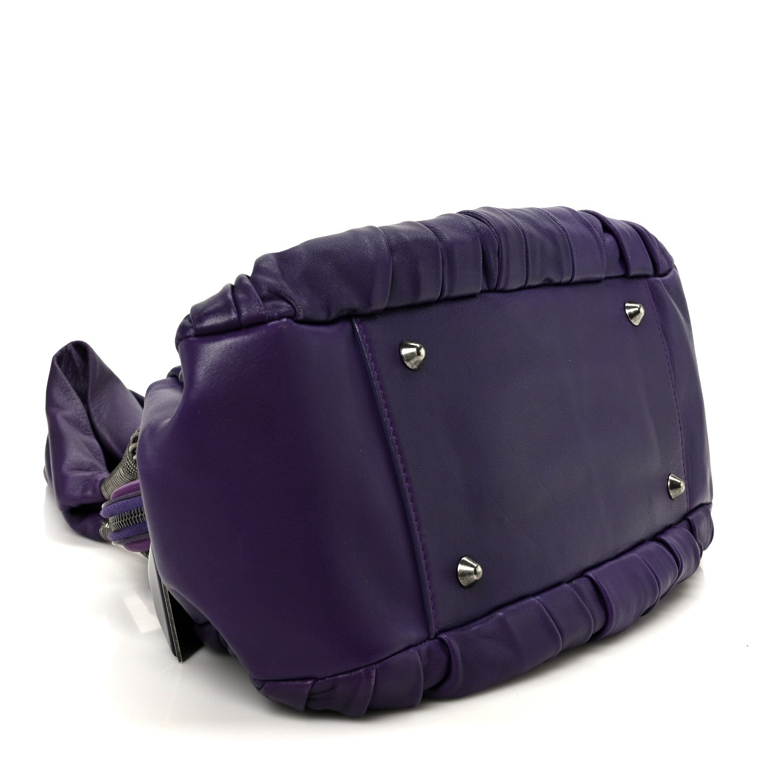 Christian Dior Lambskin Plisse Pleated Frame Satchel Violet Fonce 4 of 10