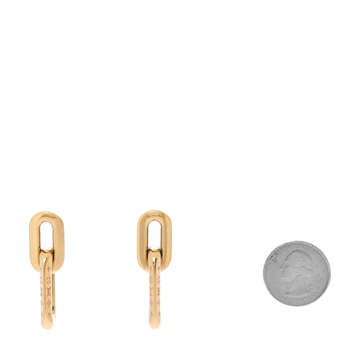 Metal LV Edge Double Hoop Earrings Gold