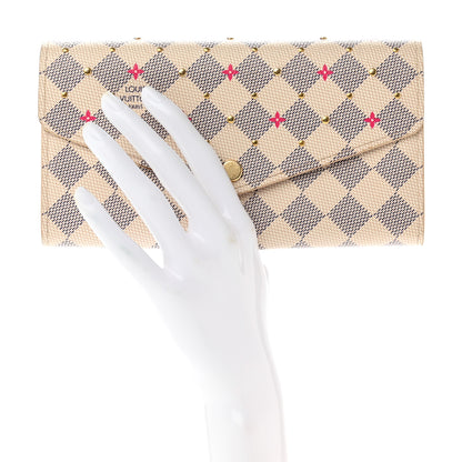 Louis Vuitton Damier Azur Studded Sarah Wallet NM Fuchsia 2 of 6