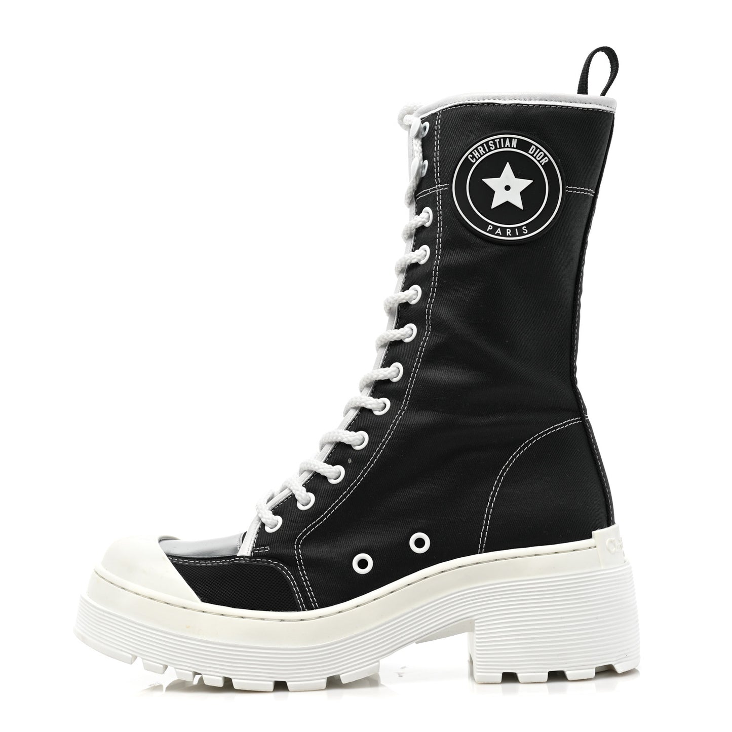 Technical Fabric Calfskin Womens D-Rise 35mm Tall Boots 37 Black White