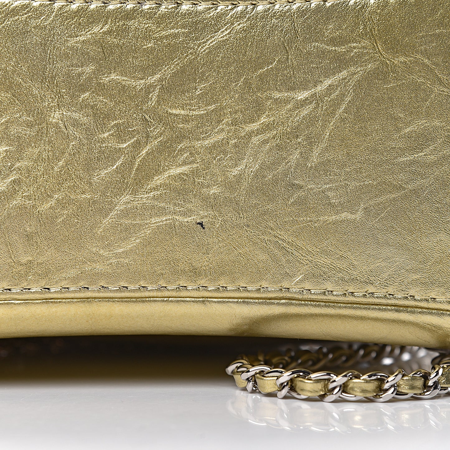 Metallic Aged Calfskin Quilted Gabrielle Backpack Gold