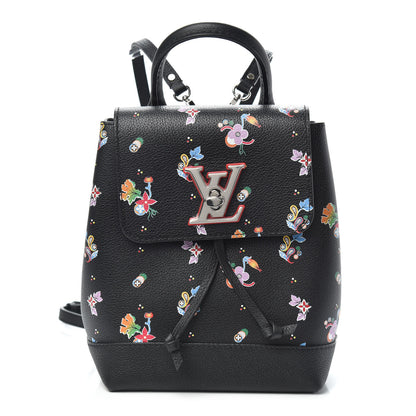 Louis Vuitton Calfskin Flower Lockme Mini Backpack Black Multicolor 1 of 8