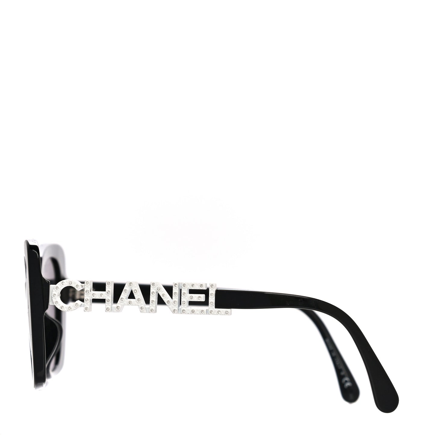 Acetate Strass Square Sunglasses 5422-B-A Black White