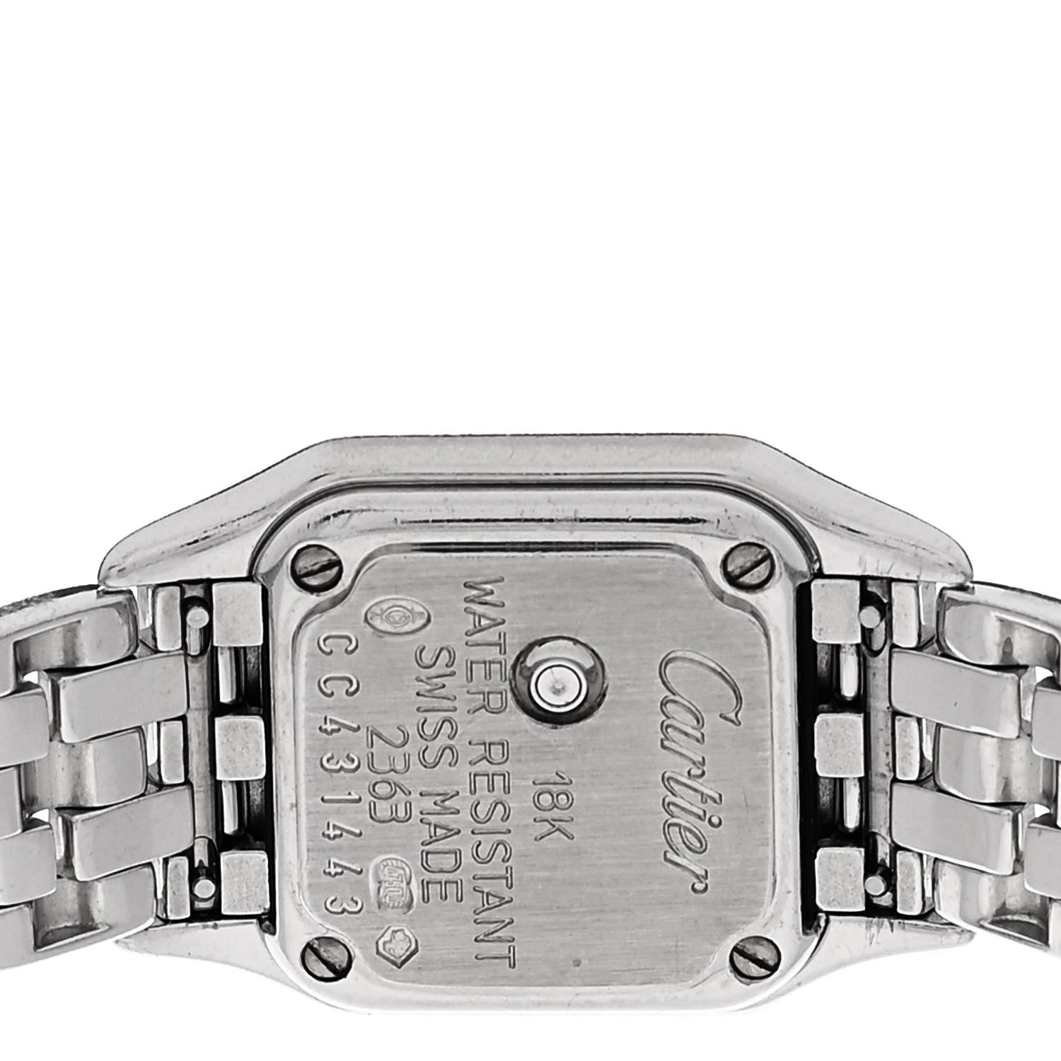 Cartier 18K White Gold Diamond Bezel 17mm Double Row Panthere Quartz Watch 4 of 5