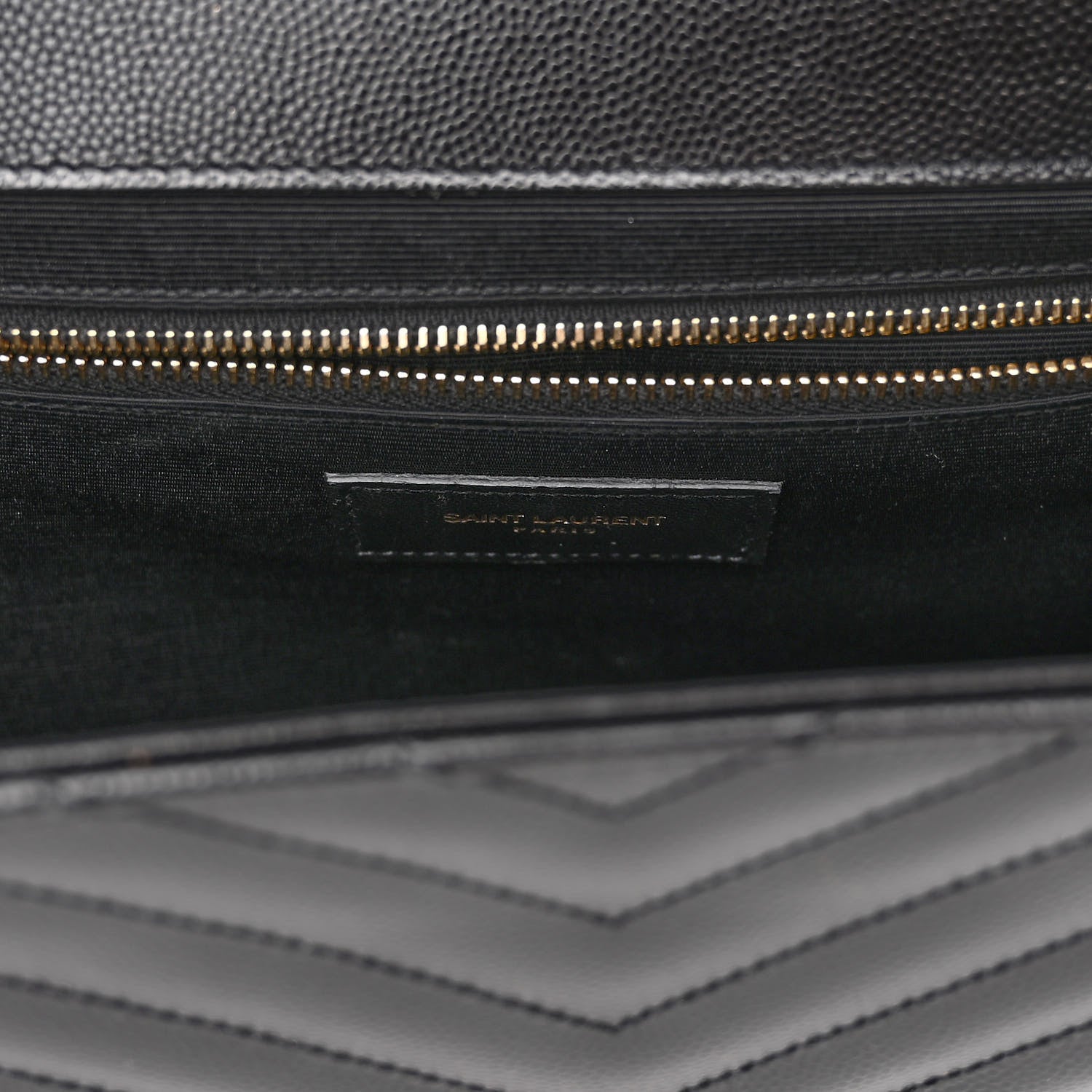 Saint Laurent Grain De Poudre Matelasse Chevron Large Monogram Satchel Black 6 of 12
