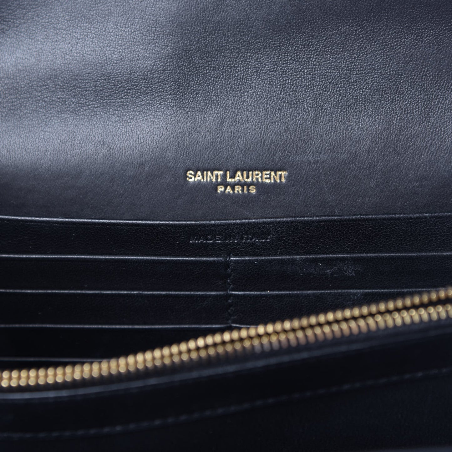 Lambskin Matelasse Monogram Vicky Chain Wallet Black