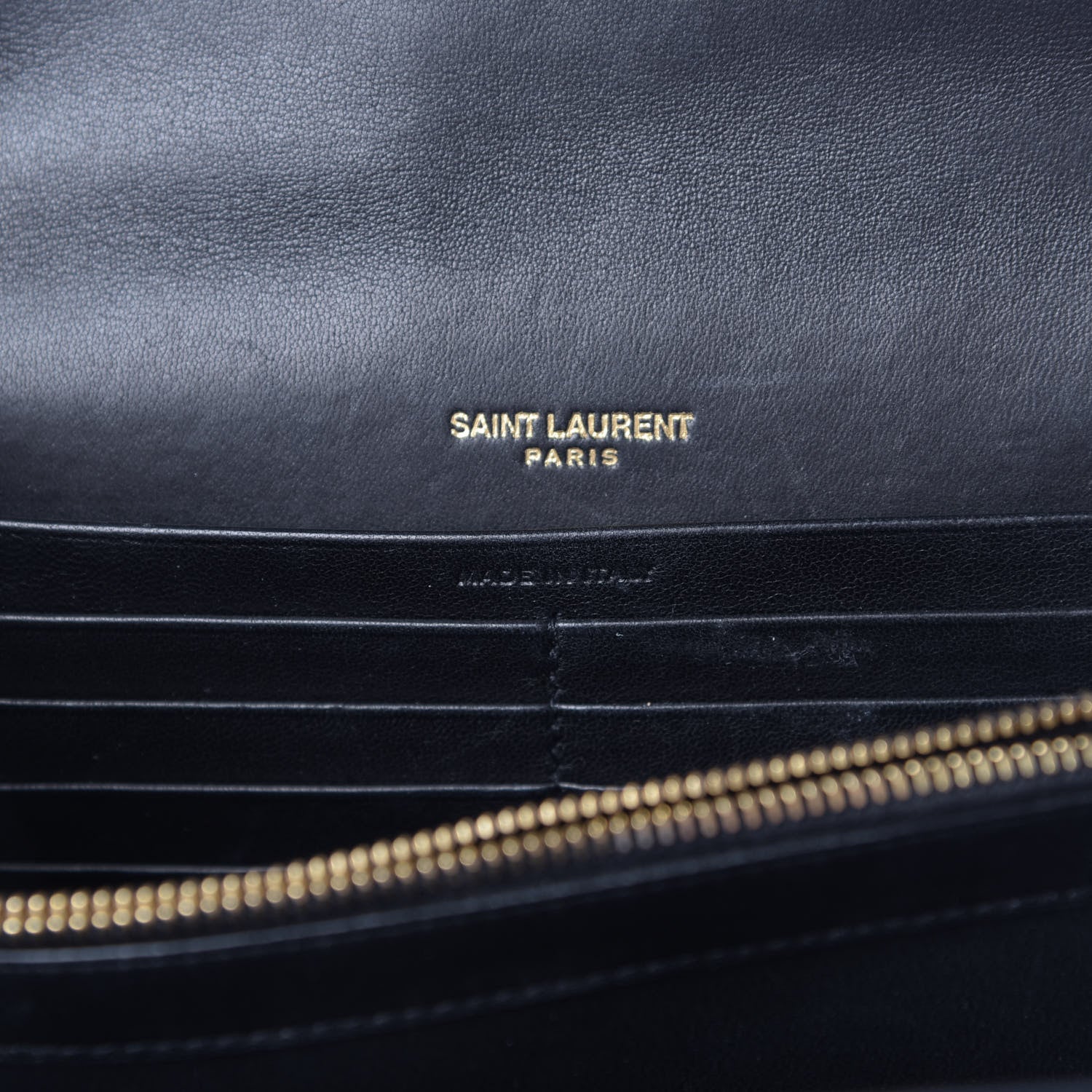 Saint Laurent Lambskin Matelasse Monogram Vicky Chain Wallet Black 6 of 14