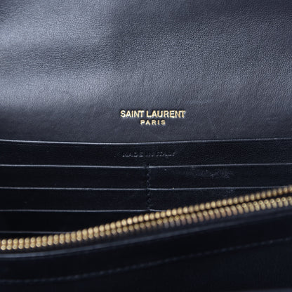 Saint Laurent Lambskin Matelasse Monogram Vicky Chain Wallet Black 6 of 14