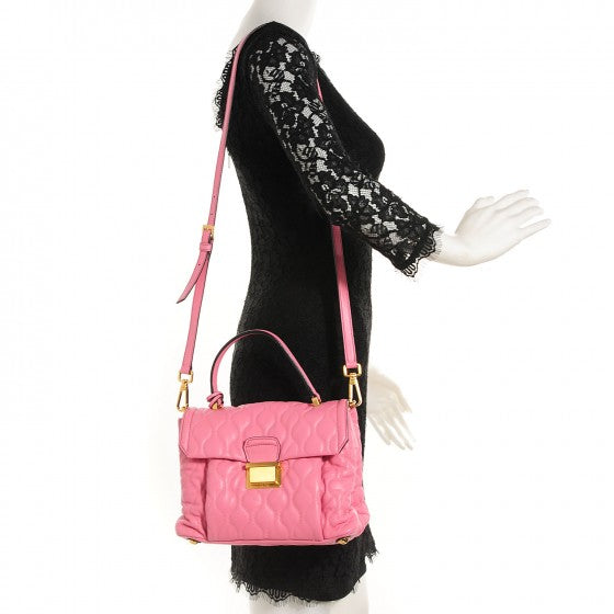 Nappa Padded Top Handle Bag Geranio