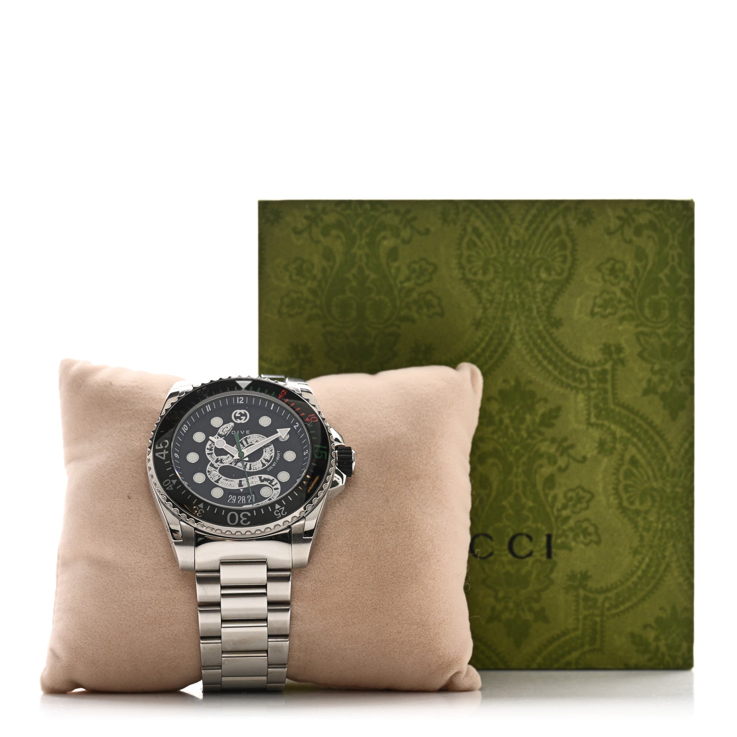 Gucci Stainless Steel 45mm Dive Snake Quartz Watch Black 5 of 5