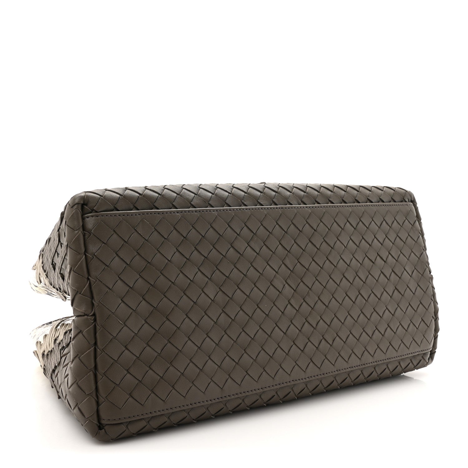 Bottega Veneta Nappa Intrecciato Snakeskin Small Flow Wave Tote Taupe Multicolor 4 of 11