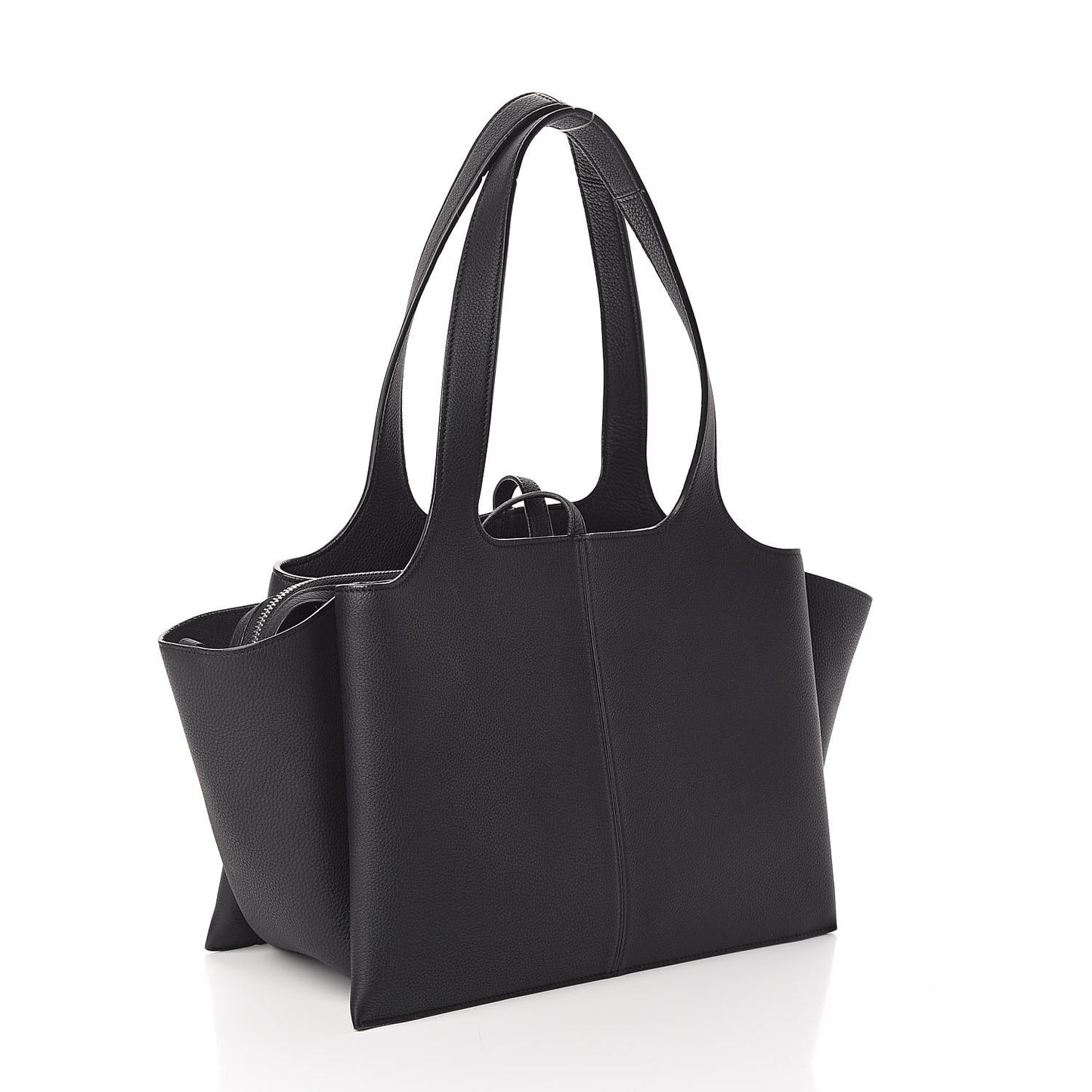 Baby Grained Calfskin Small Tri-Fold Bag Black