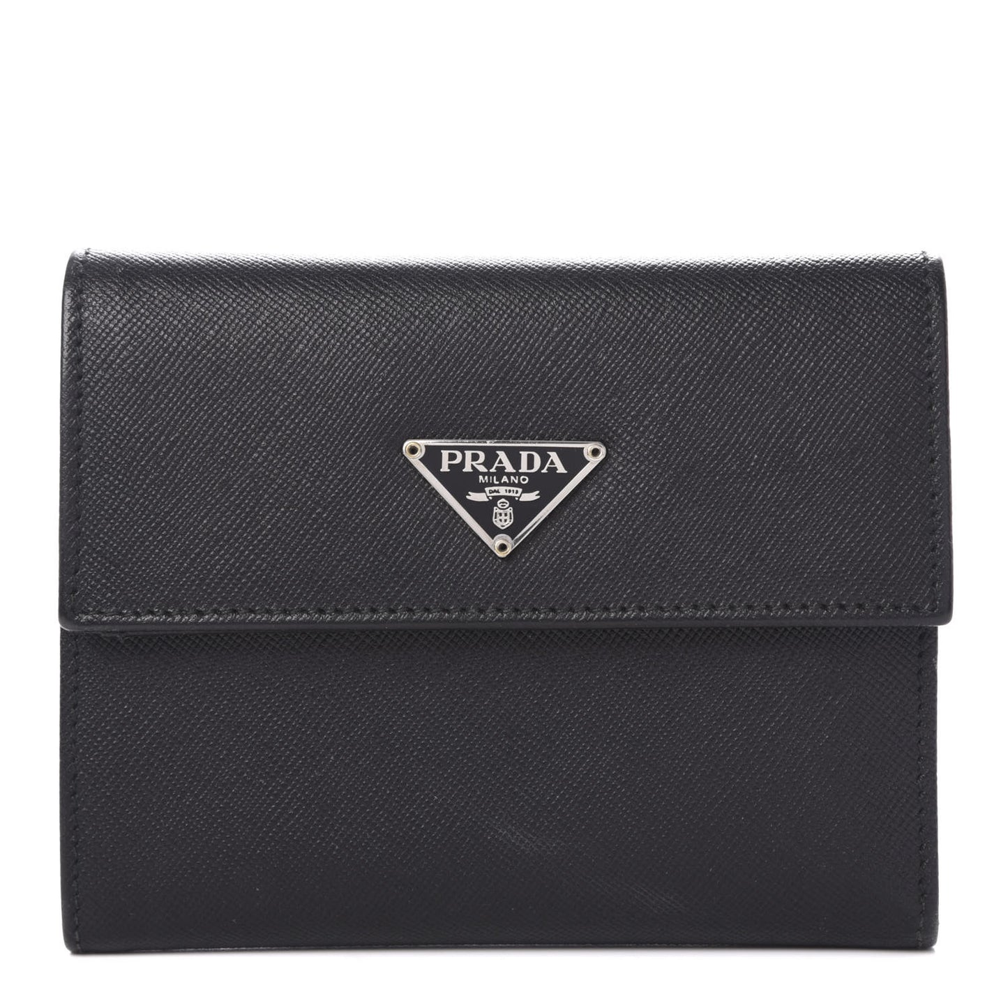Saffiano Metal Tri-Fold Wallet Black