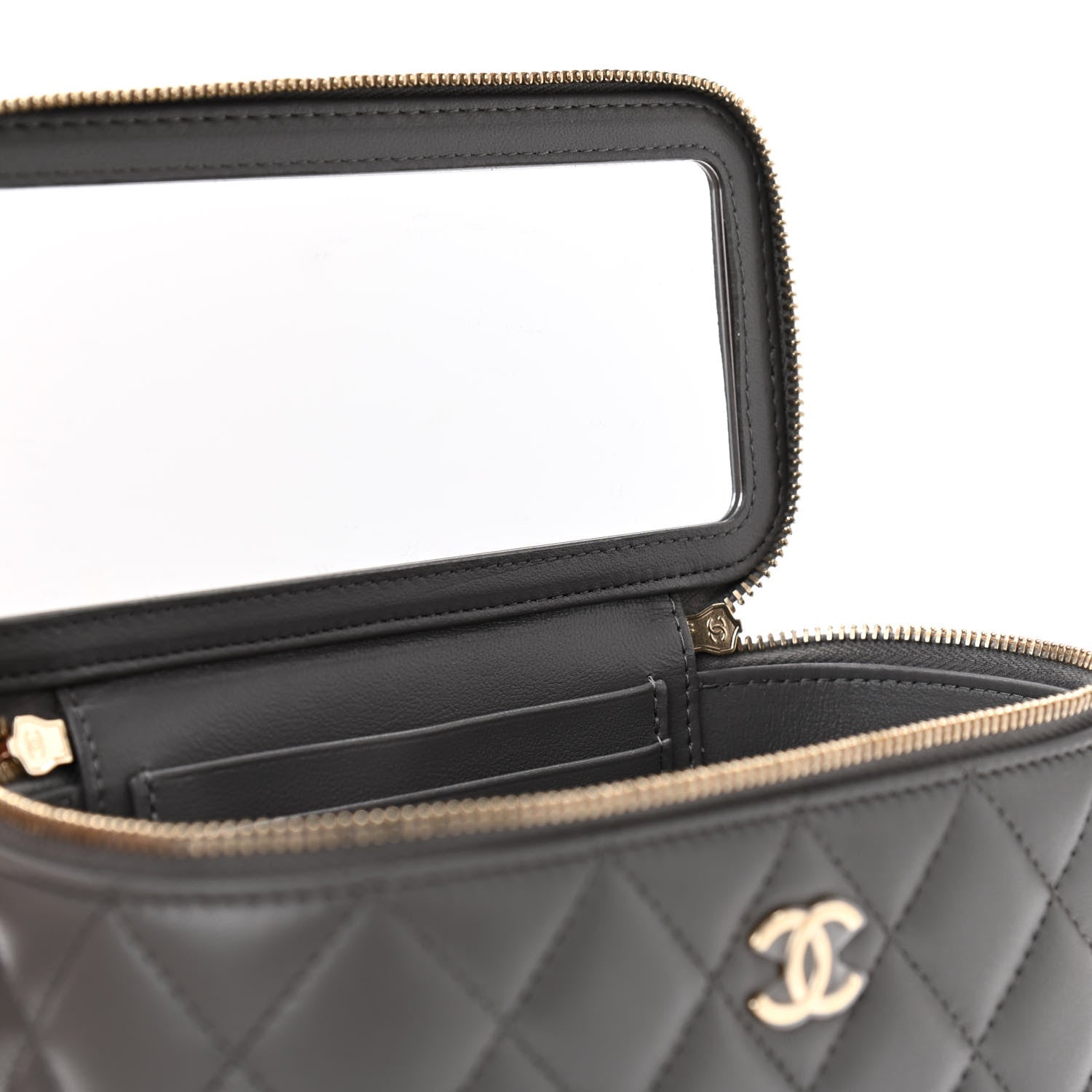 Chanel Lambskin Quilted Small Top Handle Vanity Case With Chain Dark Grey 6 of 12