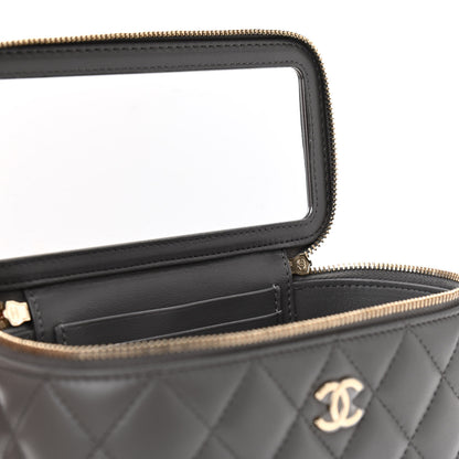 Chanel Lambskin Quilted Small Top Handle Vanity Case With Chain Dark Grey 6 of 12