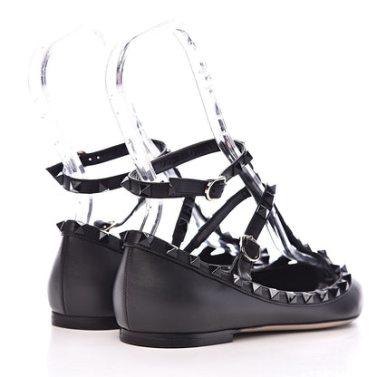 Valentino Garavani Nappa Rockstud Cage Ballerina Flats 38 Black 4 of 10