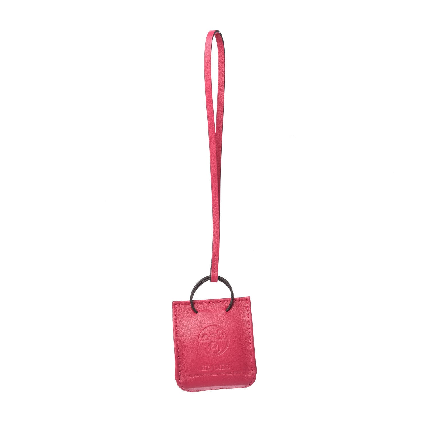 Hermes Milo Lambskin Swift Shopping Bag Charm Rose Mexico 3 of 5
