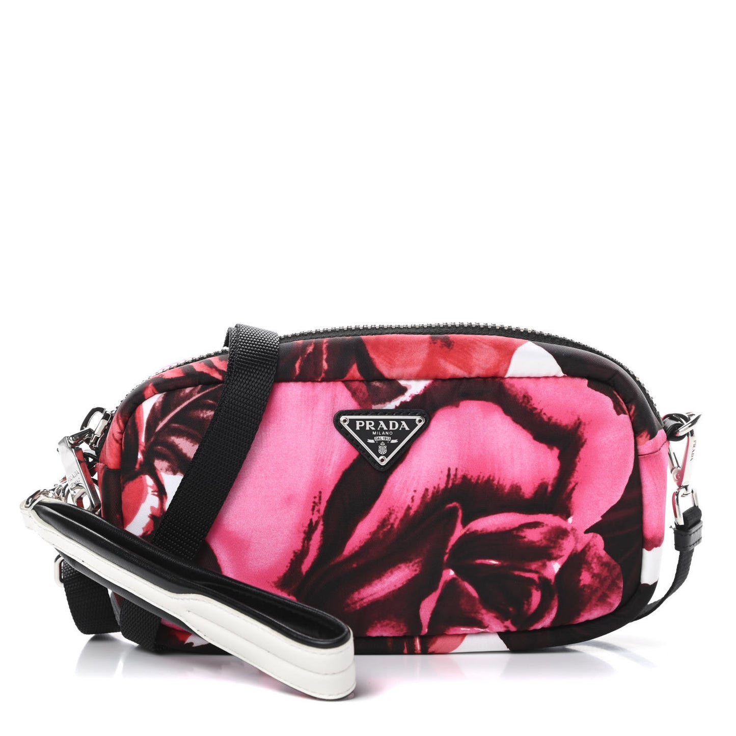 Tessuto Soft Nylon Small Roses Print Convertible Crossbody Wristlet Pink