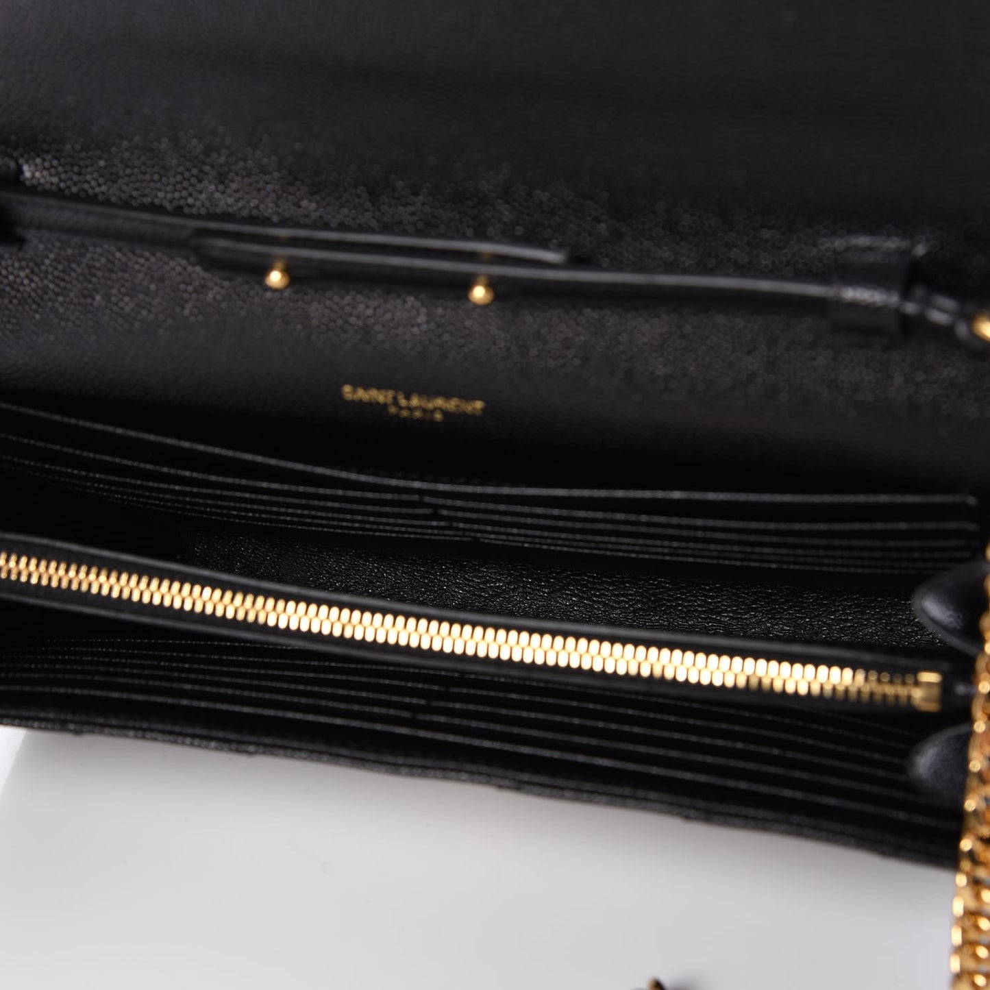 Grain De Poudre Matelasse Chevron Monogram Chain Wallet Black
