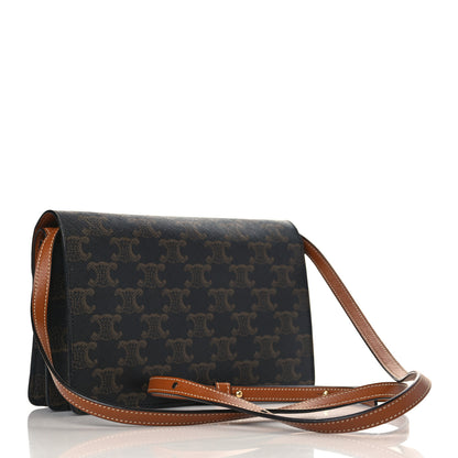 Celine Triomphe Canvas Lambskin Wallet On Strap Tan 3 of 11