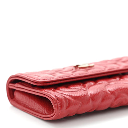 Chanel Caviar Camellia Embossed Card Holder Wallet Red 9 of 10