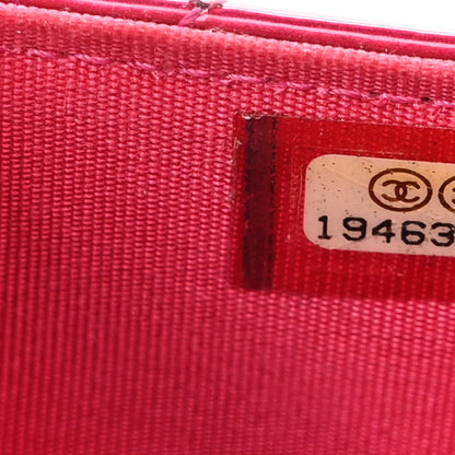 Chanel Metallic Patent Calfskin Quilted Boy Wallet On Chain WOC Fuchsia 8 of 13