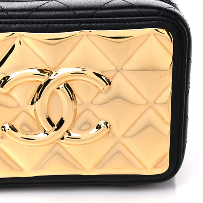 Chanel Lambskin Quilted Golden Plate Clutch With Chain Black 10 of 10