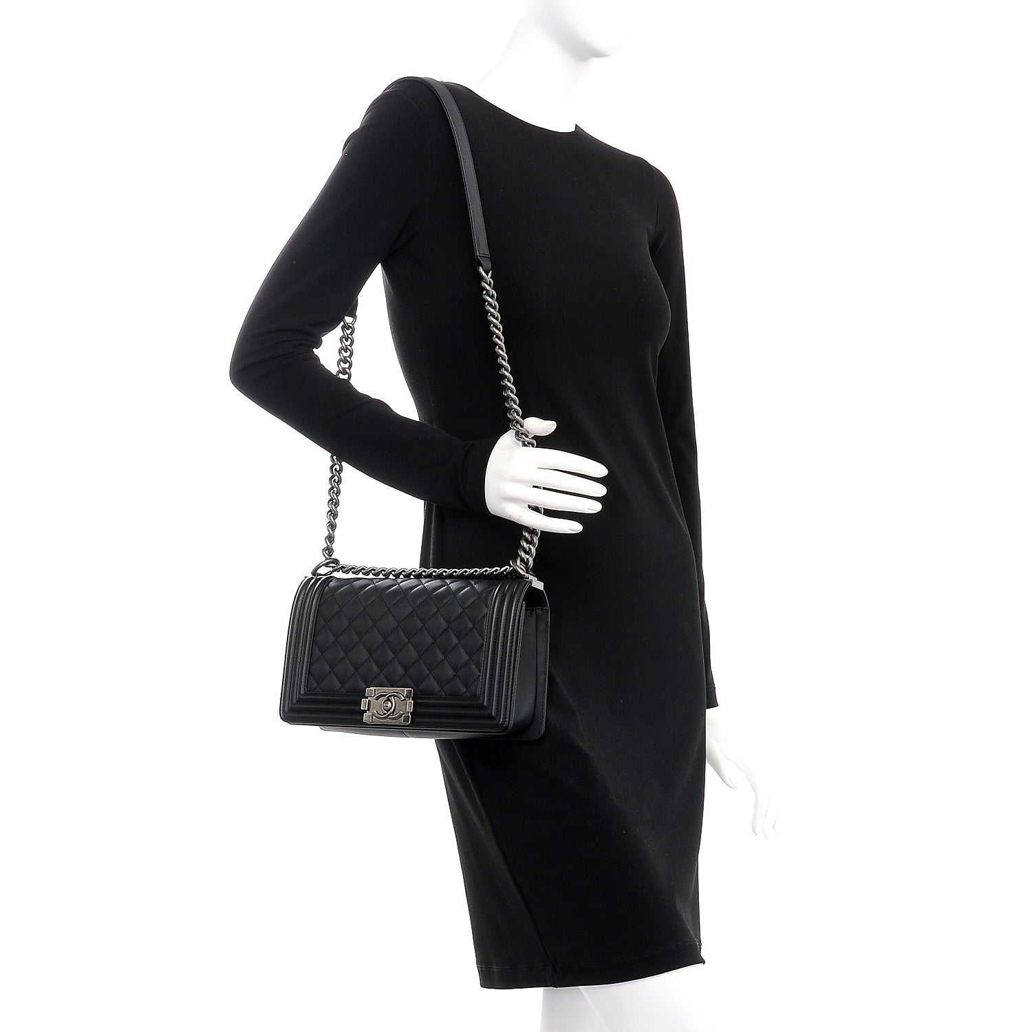 Chanel Calfskin Quilted Medium Boy Flap Black 2 of 9