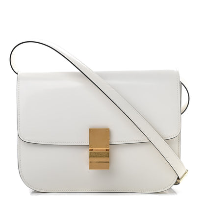 Celine Spazzolato Calfskin Medium Classic Box Flap Bag White 1 of 16