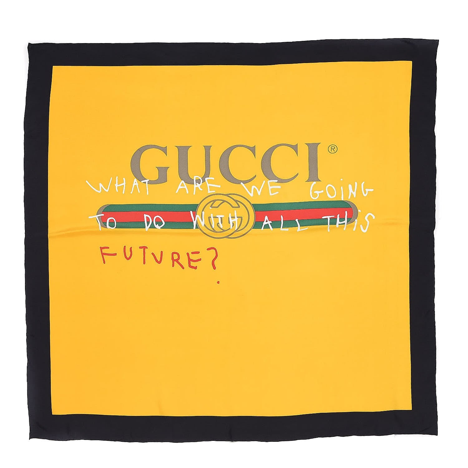 Gucci Silk Coco Capitan Logo Square Scarf Sun Black 1 of 4