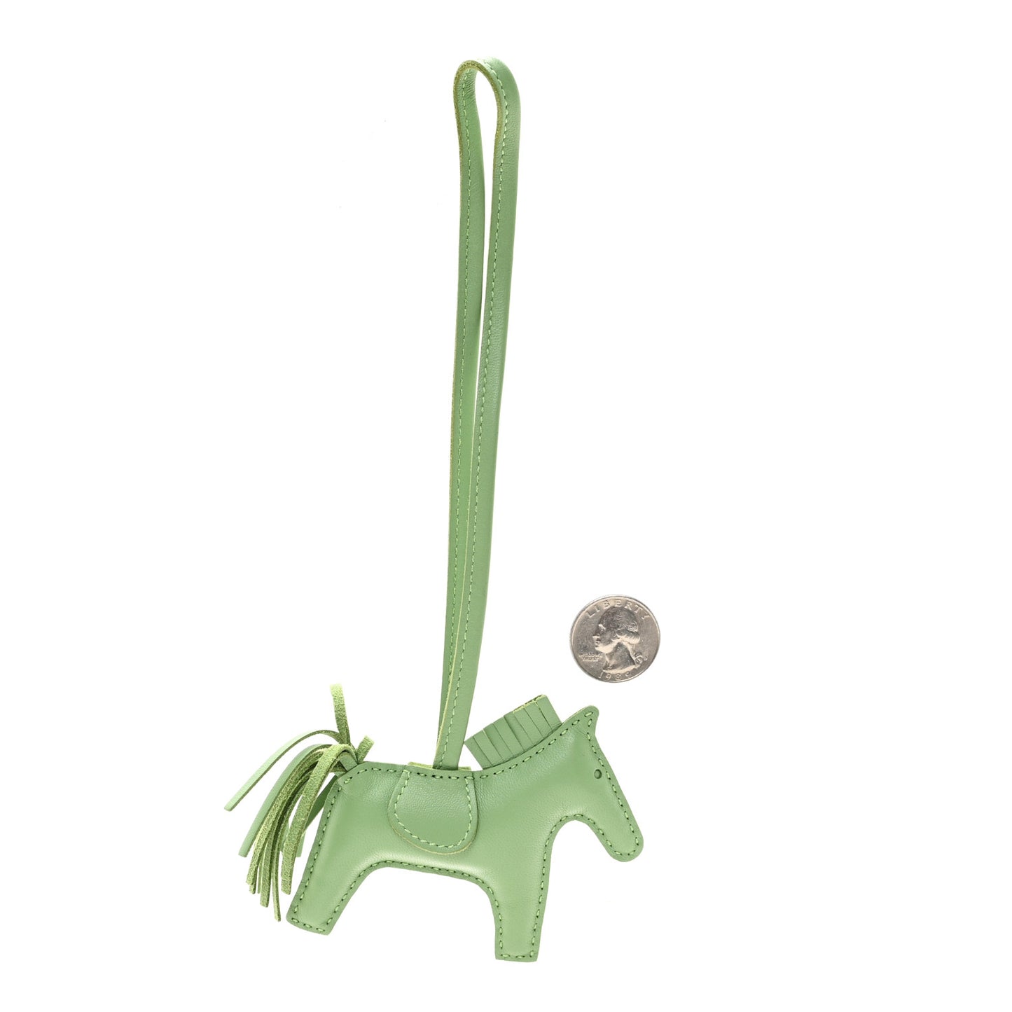 Milo Lambskin Grigri Rodeo Horse Bag Charm PM Vert Criquet