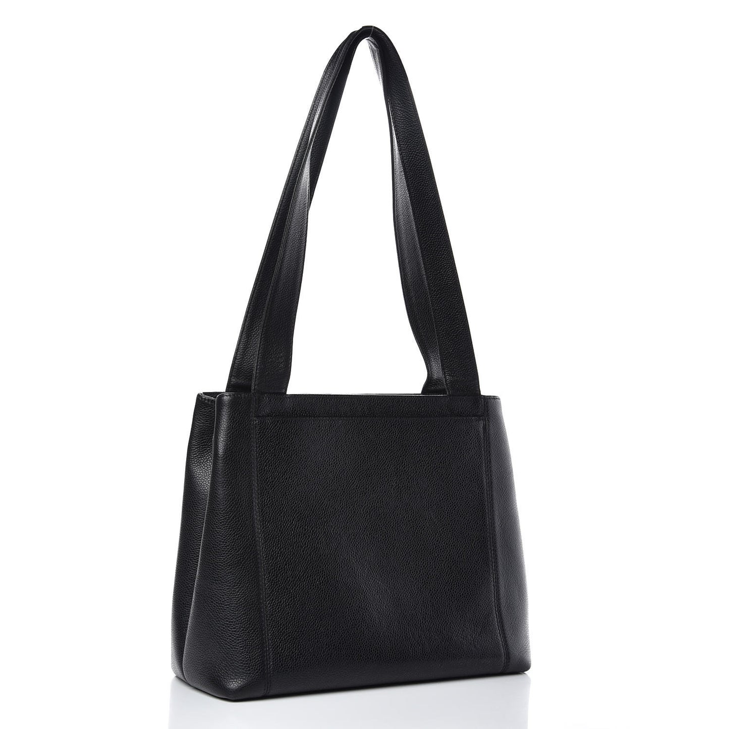 Caviar Embroidered Logo Shoulder Bag Black