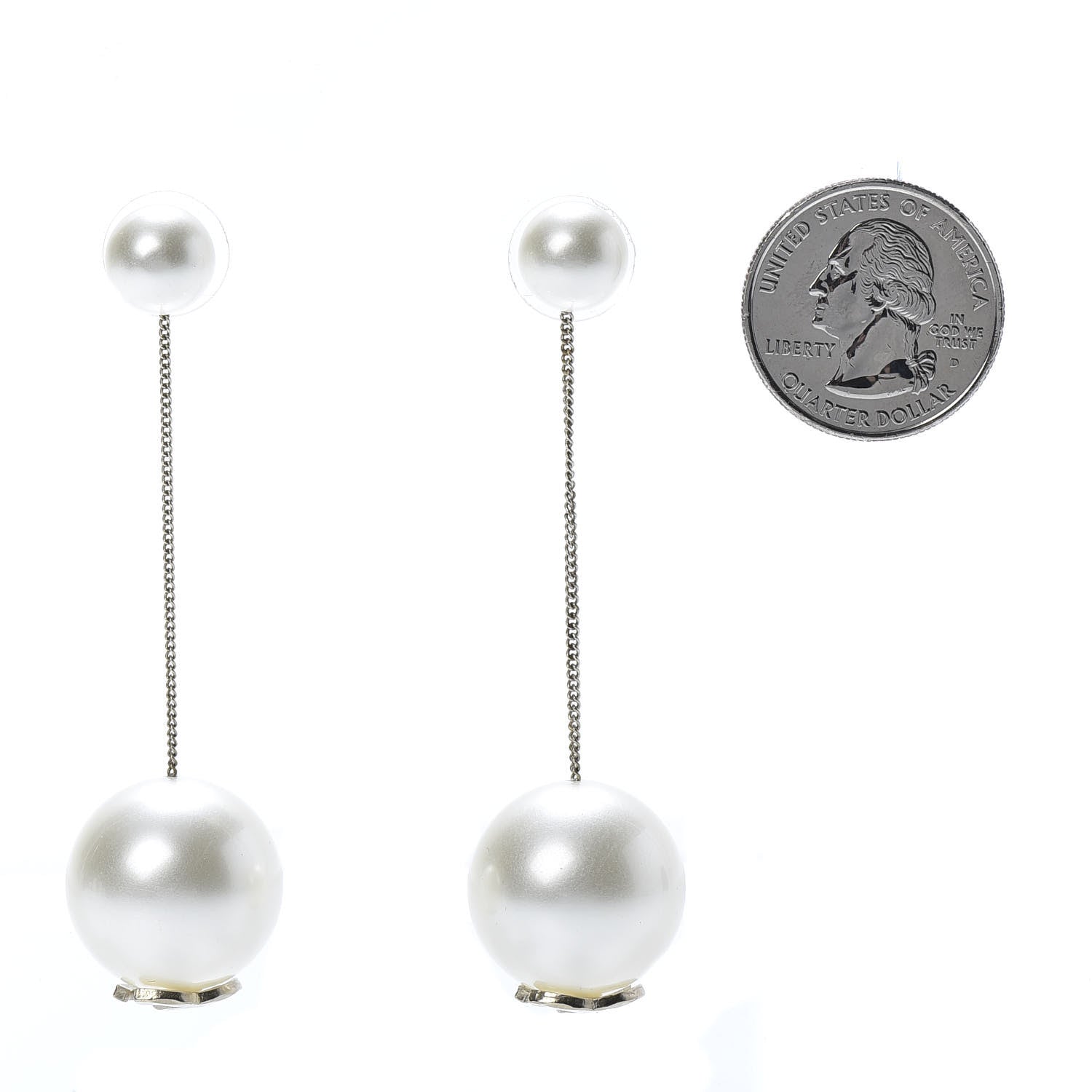 Chanel Pearl CC Chain Drop Earrings Gold 2 of 4