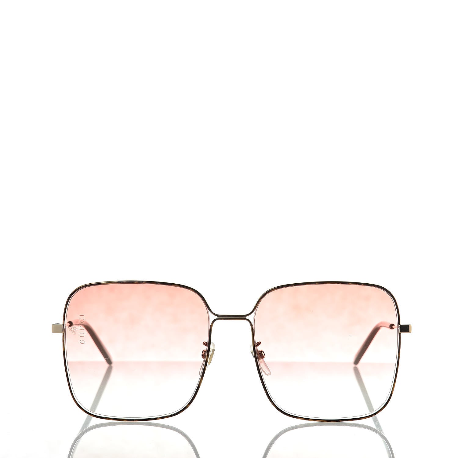 Gucci Metal Square Frame Sunglasses GG0443S Gold Pink 2 of 8