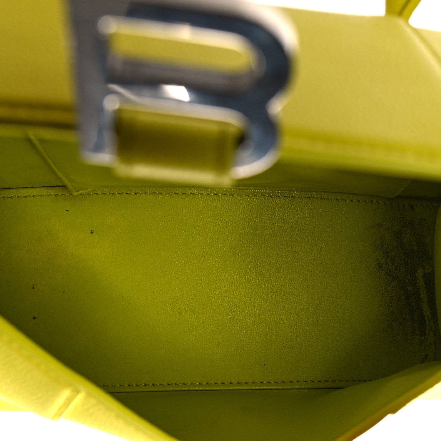 Balenciaga Grained Calfskin Small Hourglass Top Handle Bag Lime 4 of 16